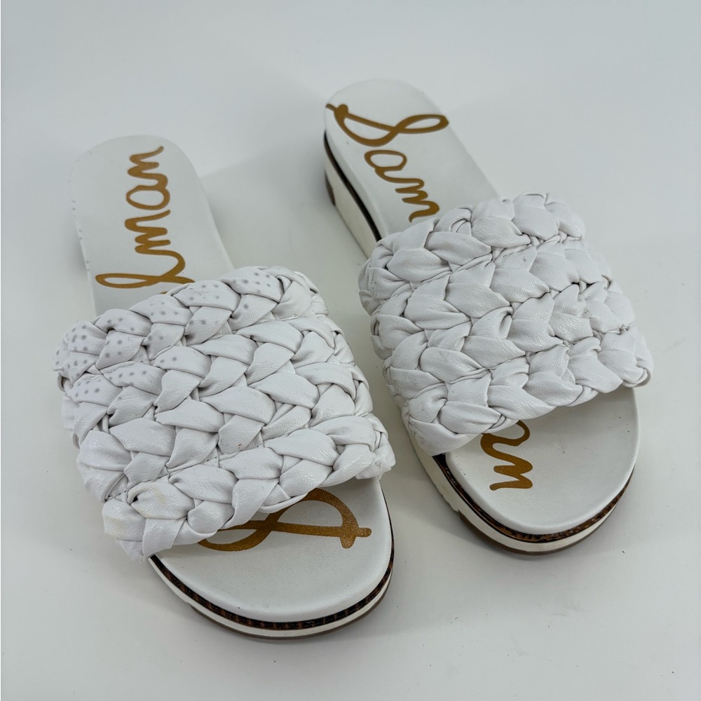 Sam Edelman Ainslie White Braided Slide Sandals